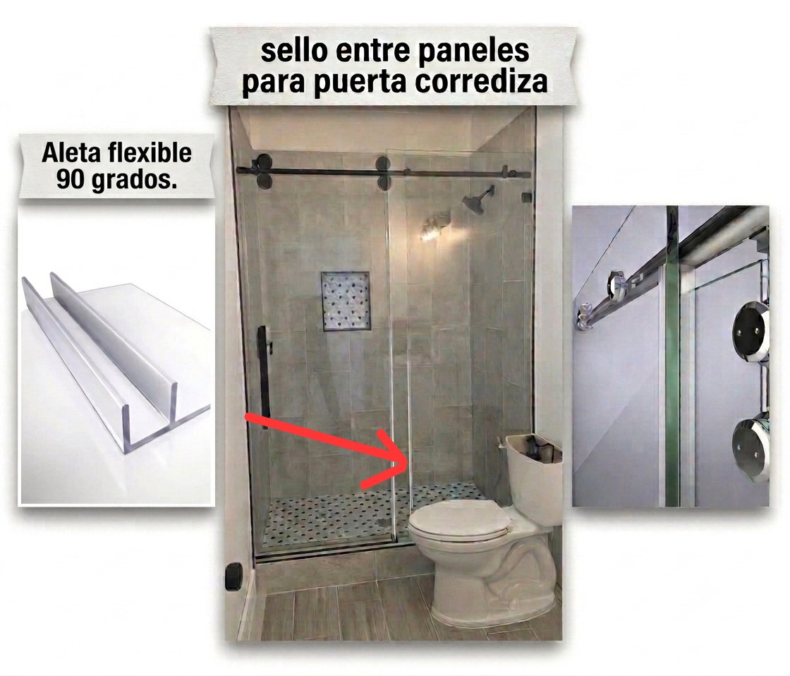 Ficha técnica de Glas Plus: sello entre paneles para puerta corrediza, con aleta flexible de 90°