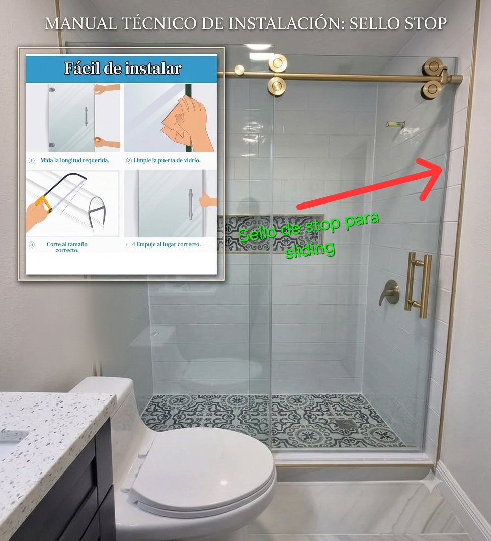 Manual de instalación de Glas Plus: sello stop para puerta sliding (corrediza)