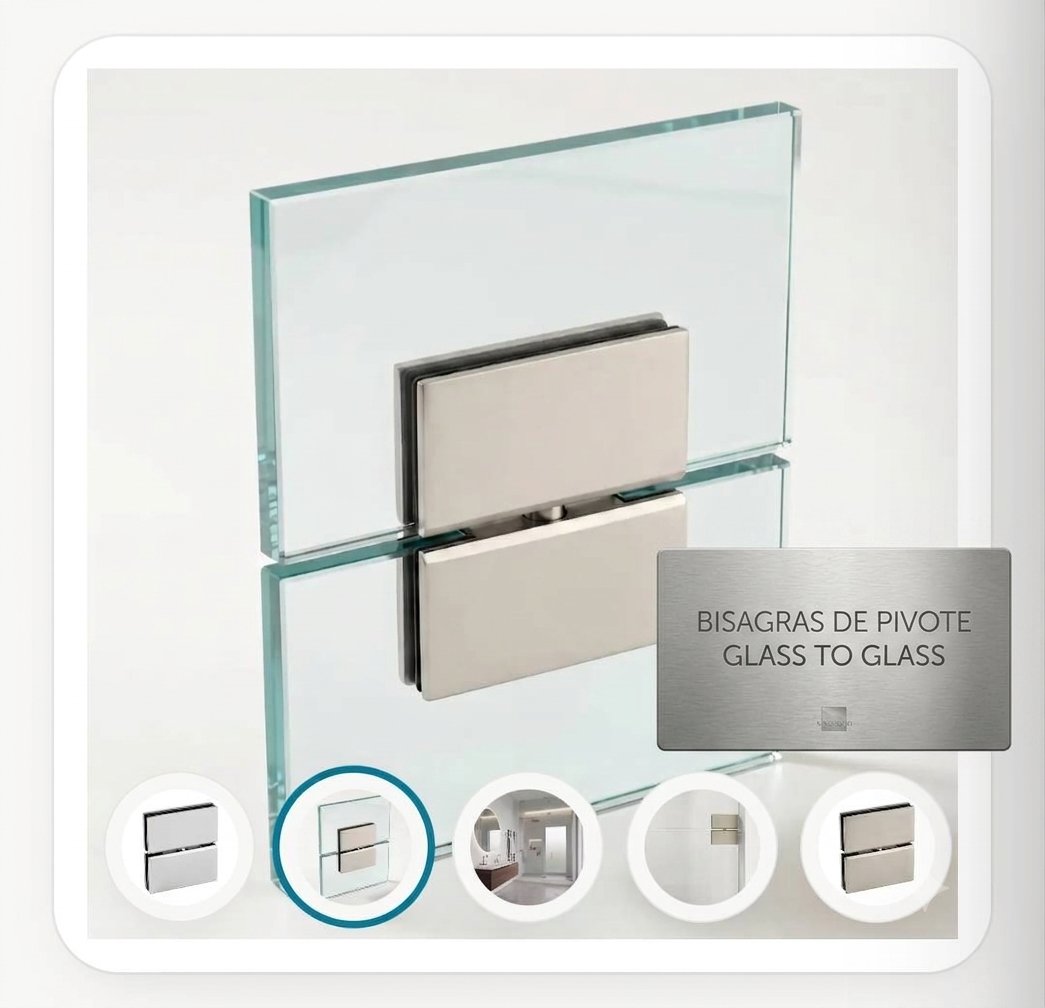 Bisagras de pivote glass to glass